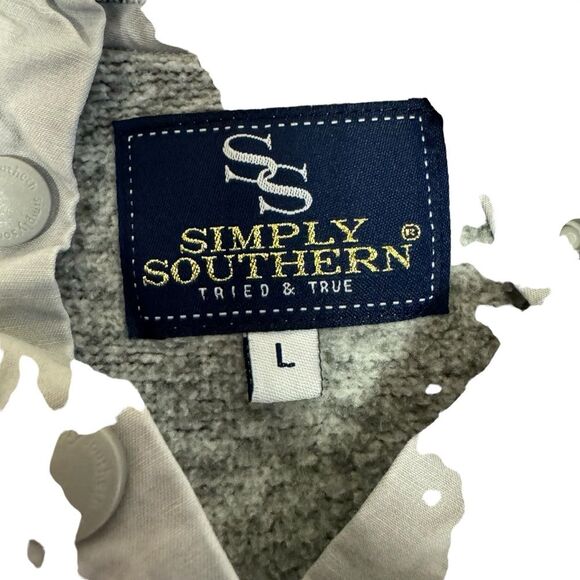 Simply Southern Pullover Sweater Women's Gray Button Up Fleece - Picture 4 of 7